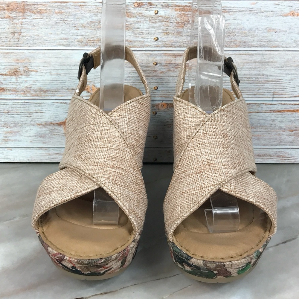 Born Emmy II Citrus Fabric Wedge Platform Sandals w/ Floral EUC - Picture 4 of 10